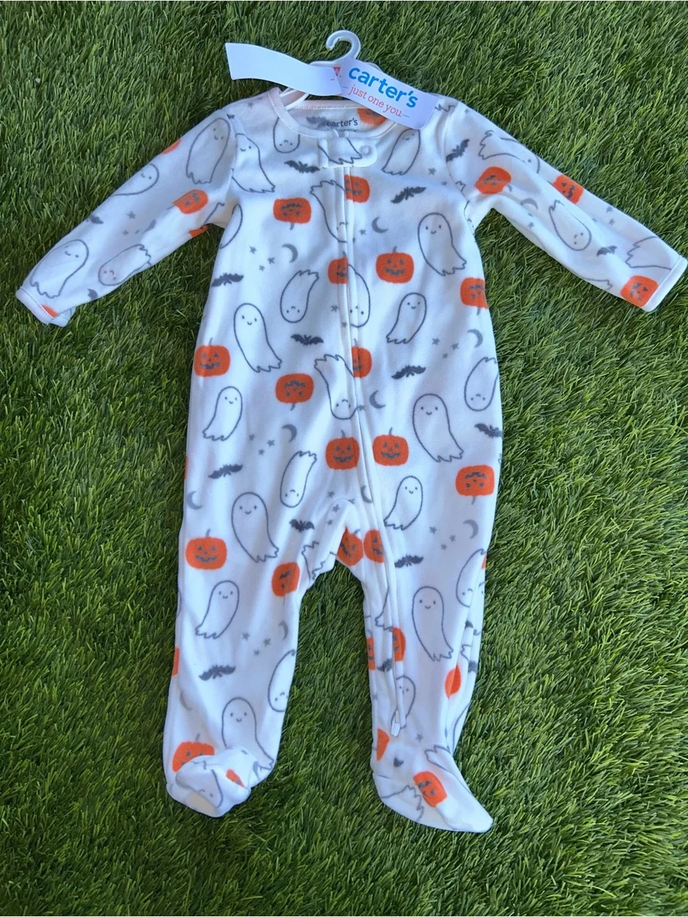 Cartier White Halloween Ghost & Orange Pumpkin Printed Sleep Sack